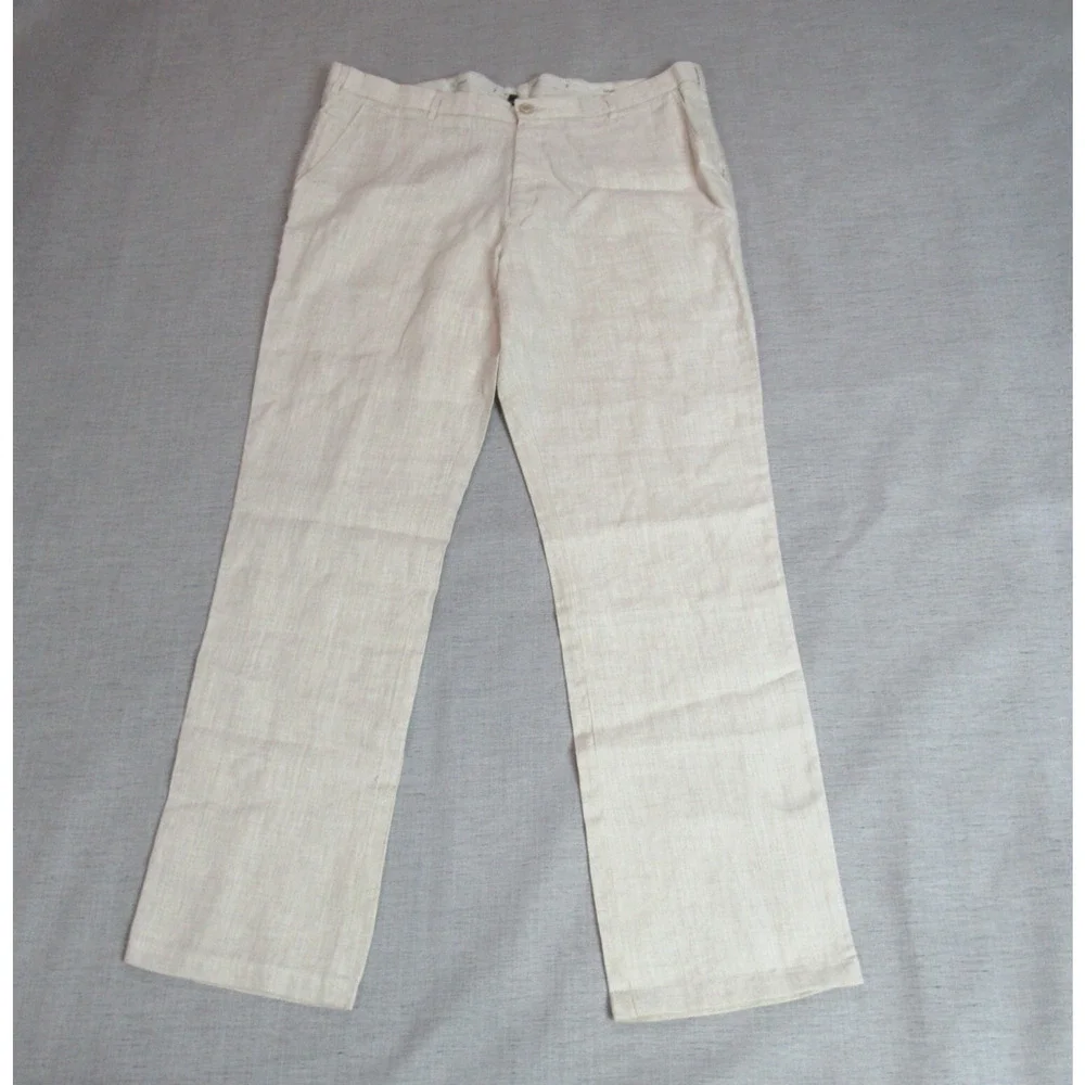 Zylus Pants Mens Size 38 Beige Quiet Luxury Hampton Chic Beach Prep Dress Slacks